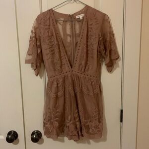 Nude Honey Punch lace romper